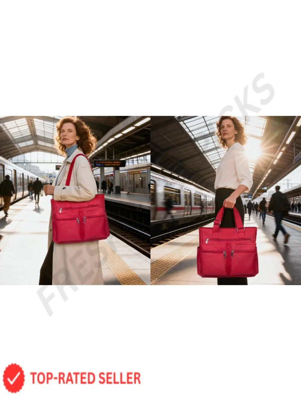 Waterproof Nylon Canvas Tote Bag Multi Pocket Laptop Shoulder Bag Work Travel